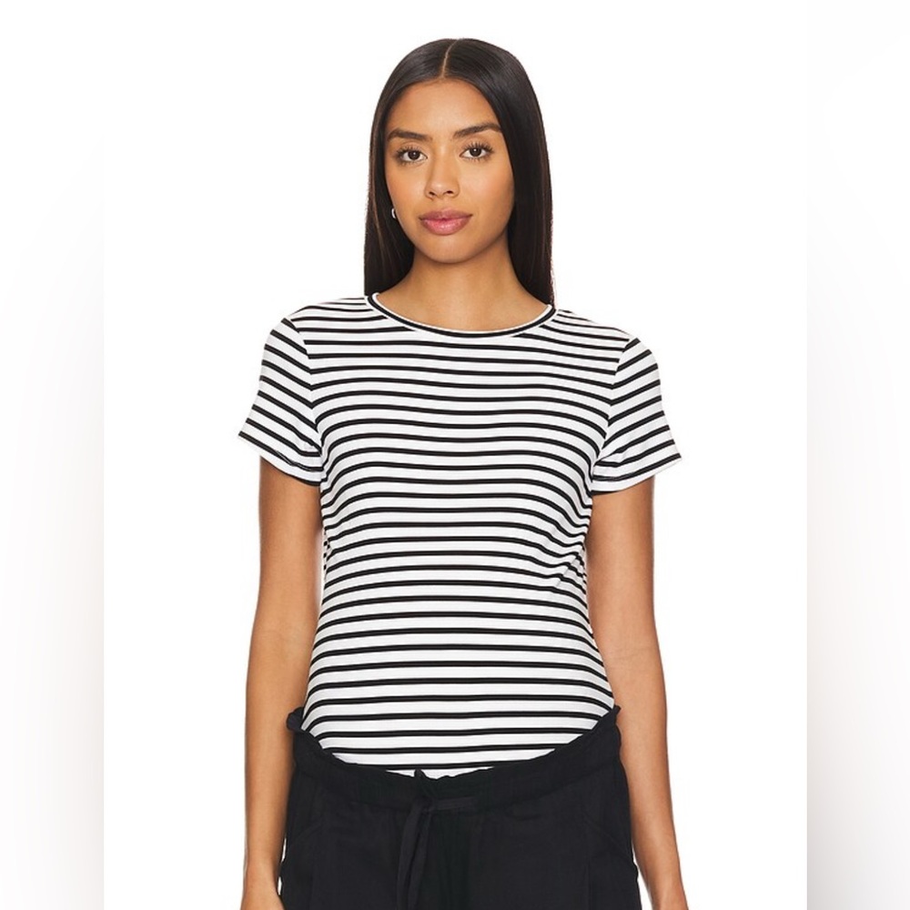 Hatch - Maternity Crewneck Tee in Black & White Stripe - size 3 / large